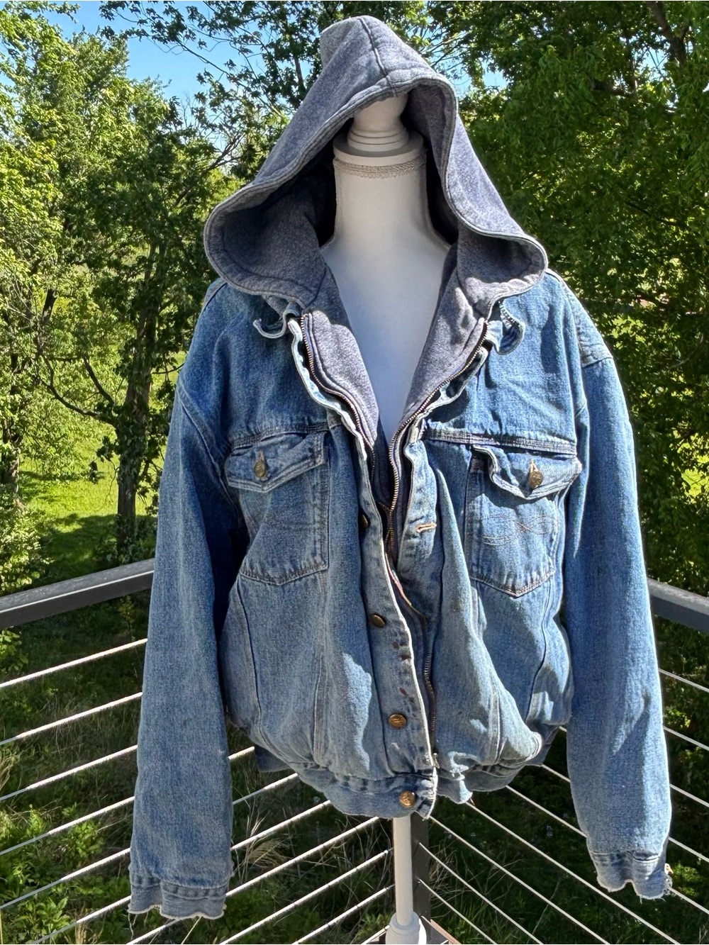 Ash Creek Trading Oversized Hooded Denim Jacket 3X Vintage Style